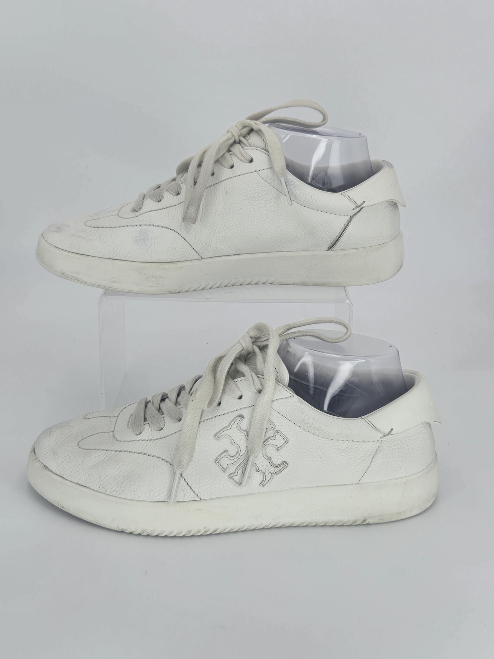 Tory Burch Phoenix LOGO White Leather Low-Top Sneakers Women's Size 9 - Picture 2 of 16